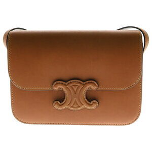Celine Cuir Triomphe Shoulder Bag Brown Leather